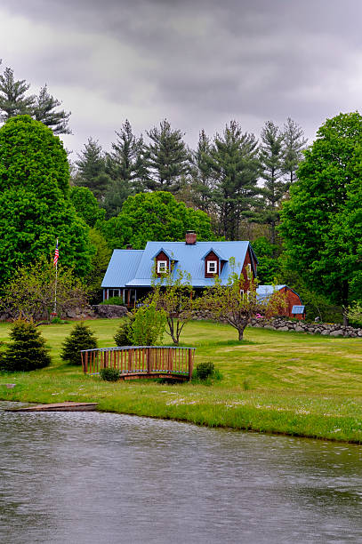 Country Home on Stormy Day stock photo