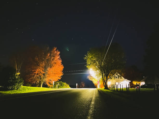 A country lane in the evening. stock photo