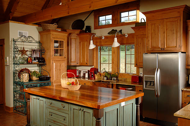 Country themed interior kitchen stock photo