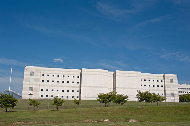County Jail and blue sky stock photo