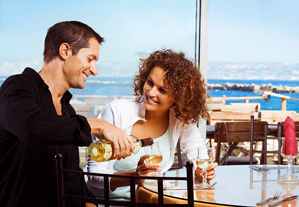 Couple at restaurant stock photo