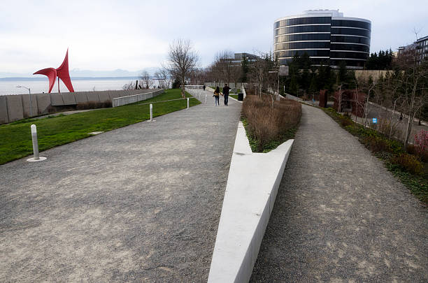 Couple at the Olympic Sculpture Park stock photo