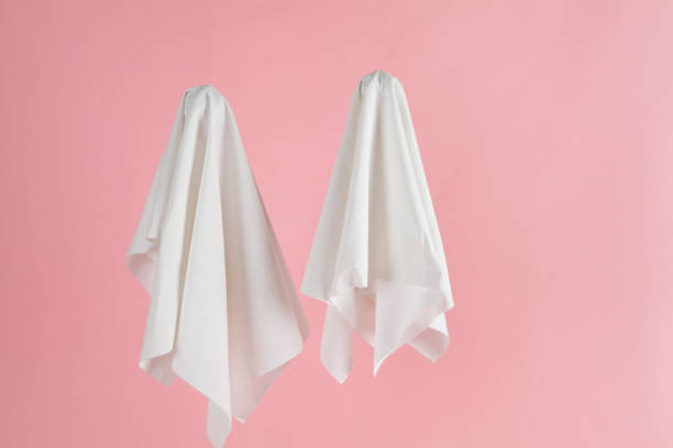 Couple ghost back pink stock photo