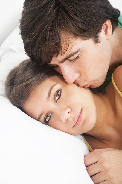 Top 60 Boy And Girl Kiss In Bed Stock Photos, Pictures ...