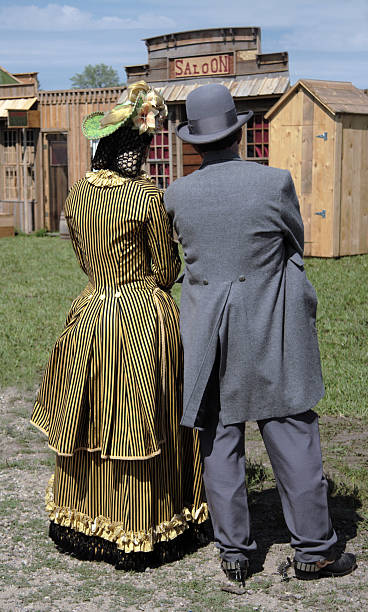 Couple in vintage garb stock photo
