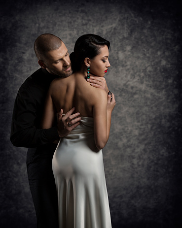 Couple Portrait Man Woman In Love Embracing Elegant Sexy Couple Portrait Man Woman In Love Embracing Elegant Sexy