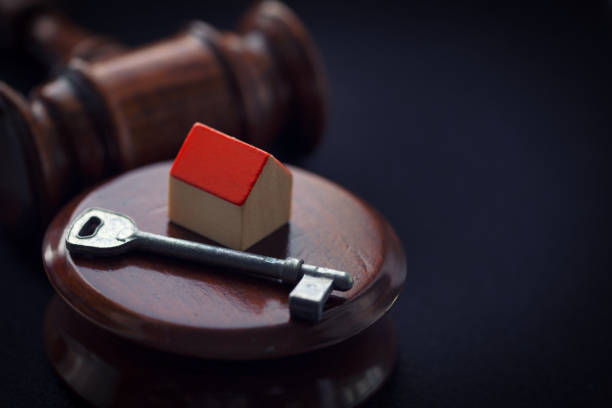 Court decision sentence in real estate industry concept picture stock photo