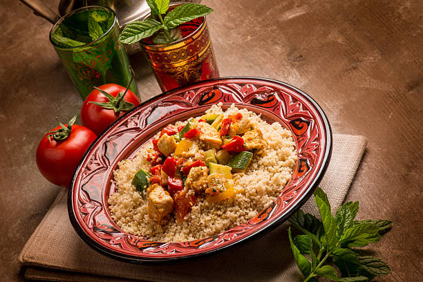 couscous with fish and vegetables stock photo