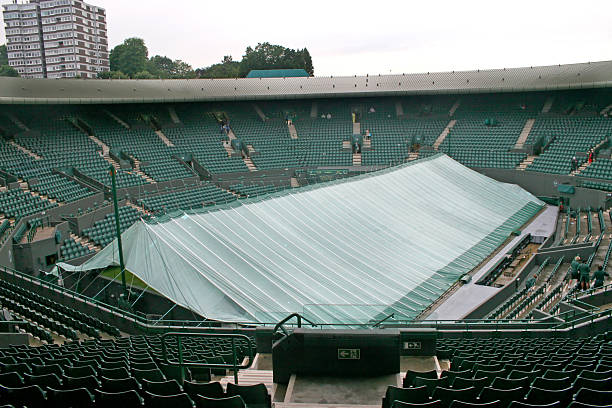 covered tennis court - wimbledon tennis stok fotoğraflar ve resimler