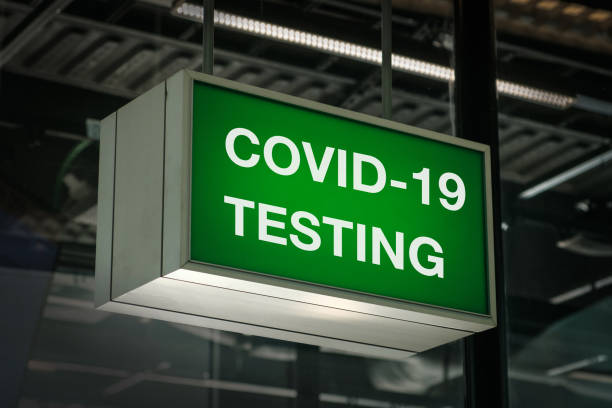 Covid 19 testing centre sign for covid-19 test - stock photo
