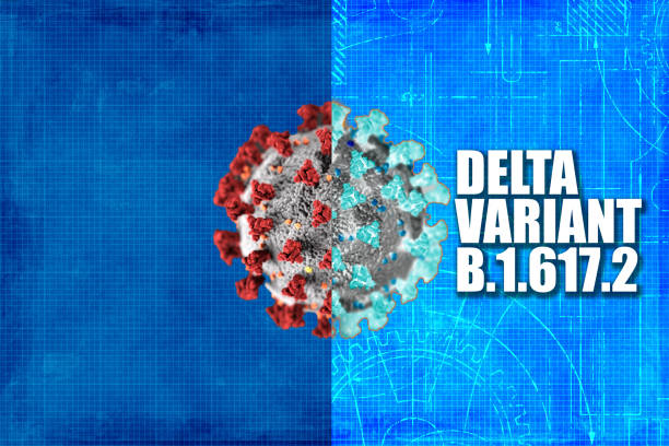 covid-19 delta variant concepto con gráficos - covid variant fotografías e imágenes de stock