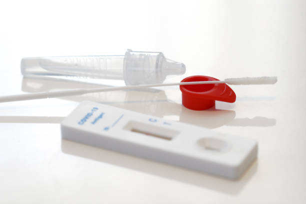 Covid-19 nasal selftest kit from discounter stock photo