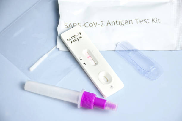 Covid-19 negative test result with SARS CoV-2 Rapid antigen test kit (ATK) stock photo