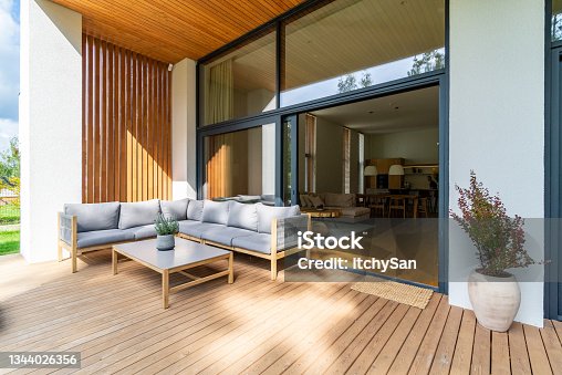 istock Cozy patio with entrance to the house 1344026356