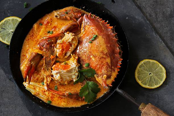 Crab Curry in coconut milk stock photo