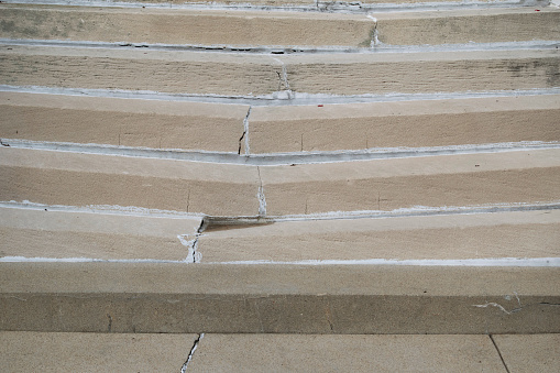 Cracked And Broken Cement Steps Stock Photo - Download Image Now - iStock