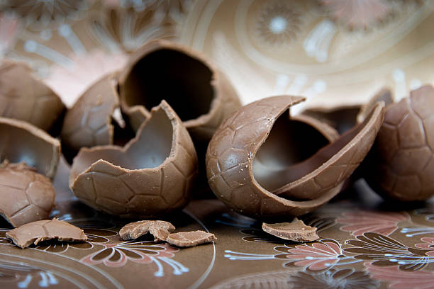 Cracked Chocolate Eggs stock photo