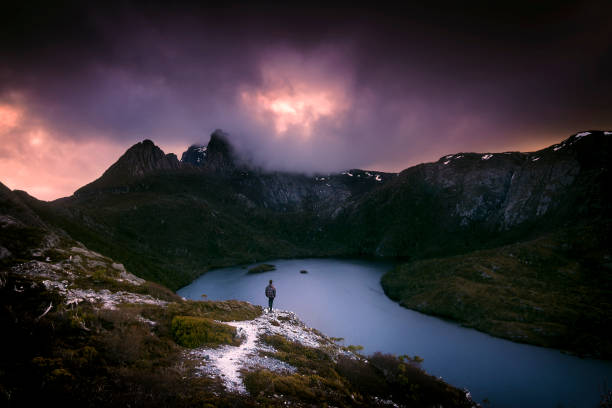 Cradle Mountain National Park Blue Hour in Tasmania's, Cradle Mountain National Park tasmania photos stock pictures, royalty-free photos & images