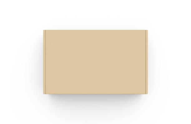 명확한 흰색 레이블, 고립 된 흰색 배경에 템플릿을 조롱, 3d 그림공예 골판지 상자 컨테이너 - 판지 상자 뉴스 사진 이미지