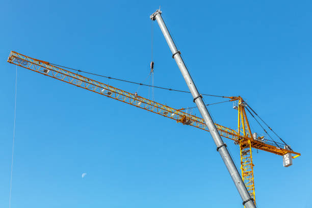 crane montage in sunny day stock photo