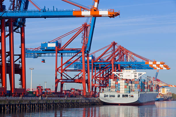 Cranes and Container stock photo