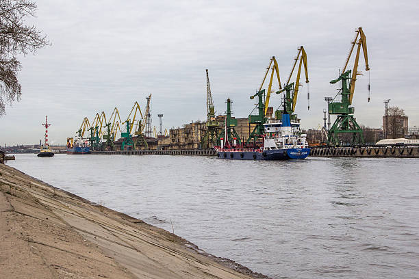 Cranes in St Petersburg stock photo