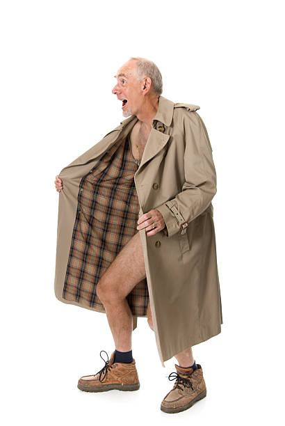 Image result for naked old man in overcoat