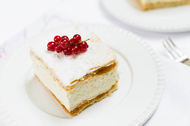 Cream Pie on White Plate stock photo