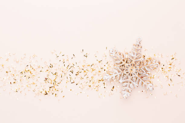 Creative layout made of christmas decor. Flat lay, top view. stock photo