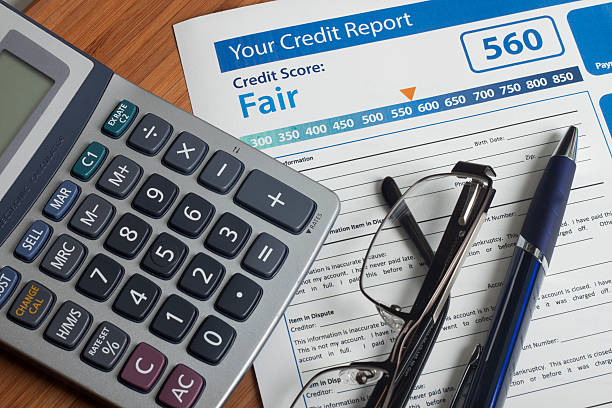 Credit report with score stock photo