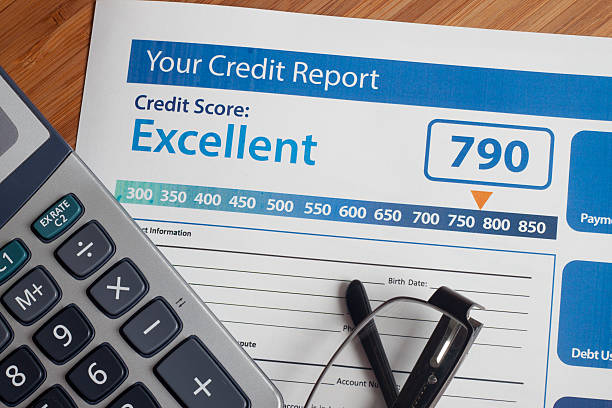 Credit report with score stock photo