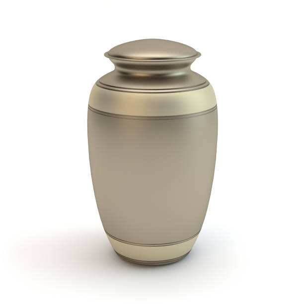 Cremation urn isolated on white background 3D illustration, white background cremation stock pictures, royalty-free photos & images
