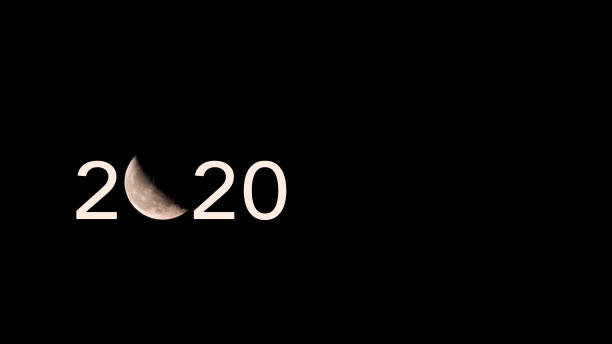 crescent new moon writing 2020 - lunar new year fotografías e imágenes de stock