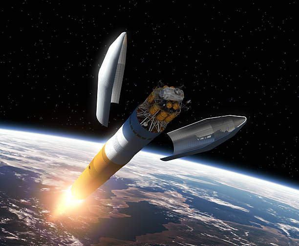 Crew Exploration Vehicle Orbiting Earth Crew Exploration Vehicle Orbiting Earth. 3D Scene. ares god stock pictures, royalty-free photos & images
