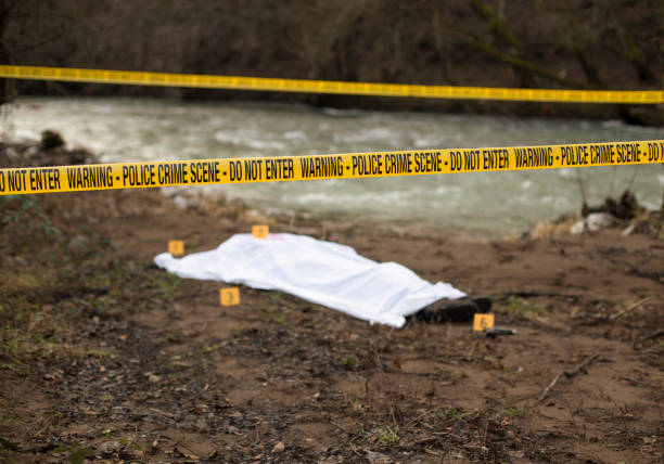 Crime scene by the river  crime scene stock pictures, royalty-free photos & images