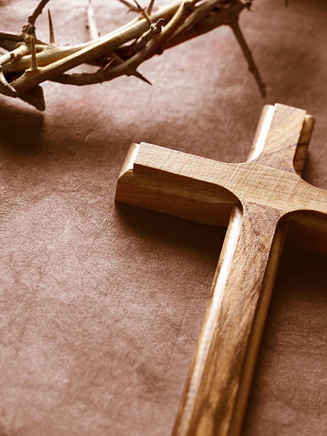 Cross and Crown of Thorns  good friday stock pictures, royalty-free photos & images