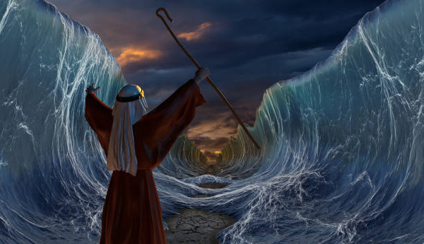 Crossing the Red Sea with Moses stock photo