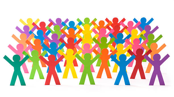 Crowd in pastel colors stock photo