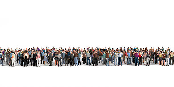 Crowd. Crowd. Large crowd of people stay on a line on the white background. spectator stock pictures, royalty-free photos & images