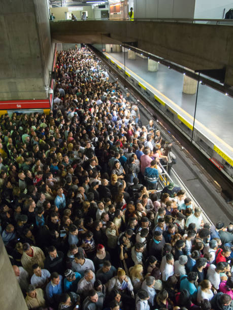 Crowded brazilian subway station - Se station stock photo