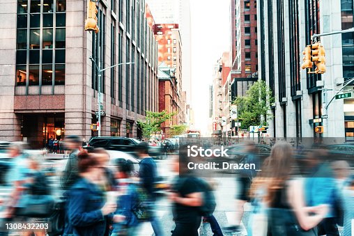 istock Crowded street with people in New York in springtime 1308432203