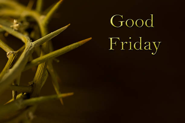Crown of thorns similar to those forced upon Jesus Christ during his Crucifixtion. The words Good Friday with copy space.