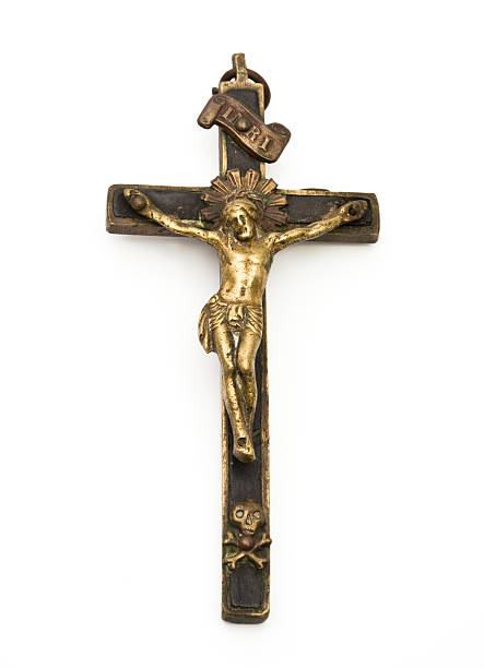 crucifix Jesus Christ on the cross focus is on the face crucifix stock pictures, royalty-free photos & images