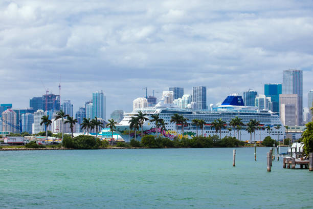Cruise ship in the port of Miami stock photo
