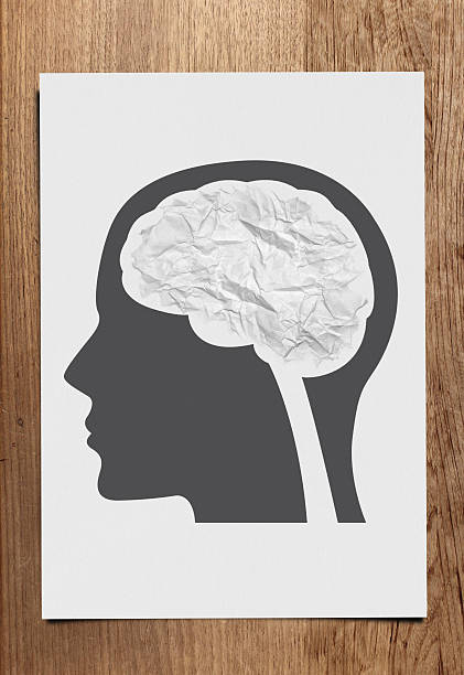 Crumple paper brain concept stock photo