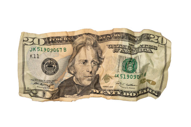 Crumpled Twenty Dollar Bill stock photo