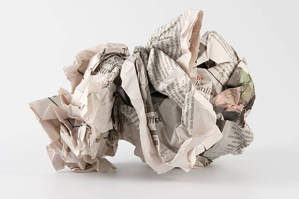 Crumpled wad of paper for trash stock photo