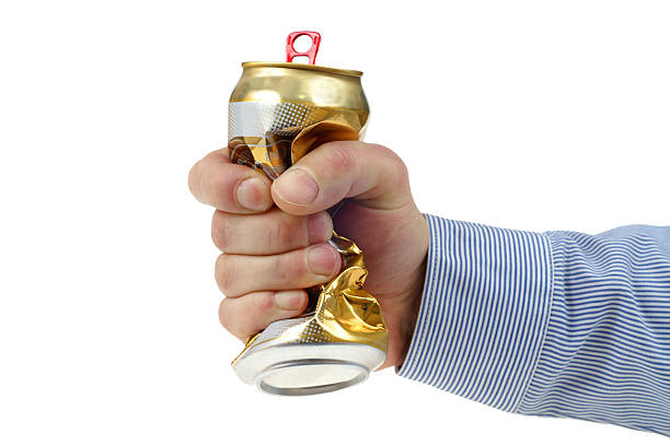 Crushed beer-can stock photo