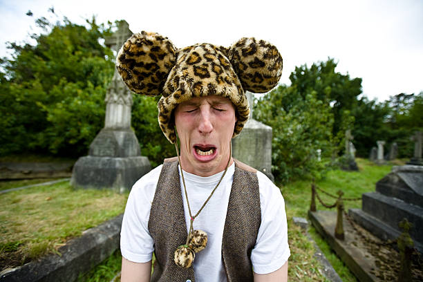 Crying mouse man stock photo