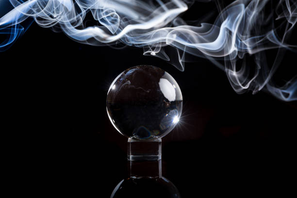 Crystal ball with smoke stock photo